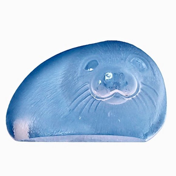 Crystal Seal Figurine MATS JONASSON SWEDEN AVintage art Glass Signed & Sticker - Picture 4 of 13